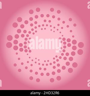 Pink dots in round form. Halftone design element for border frame, round logo, tattoo, sign, symbol, web pages, prints, template, pattern Stock Vector