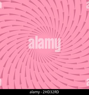 Radial curvy pink triangle stripes in spiral form. Trendy design element for frame, technology logo, sign, symbol, web, prints, posters, template Stock Vector