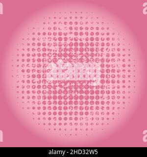 Pink grunge halftone dotted shape. Retro grunge pattern. Logo design with halftone dots. Trendy design element for banner, poster, grungy effect Stock Vector