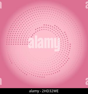 Abstract pink halftone dots in circle form. Halftone design element for border frame, round logo, tattoo, sign, symbol, web pages, prints, template Stock Vector