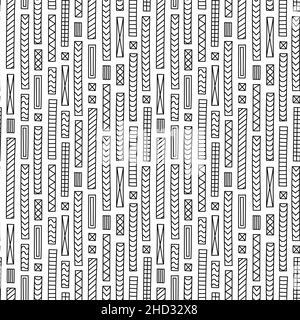 Abstract hand drawn seamless rectangle pattern, black and white texture. Stock Vector