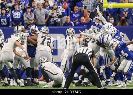 JACKSONVILLE, FL - NOVEMBER 06: Las Vegas Raiders place kicker Daniel  Carlson (2) kicks during the g