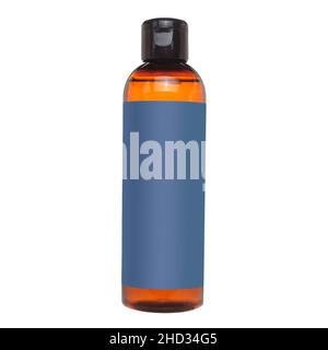 Amber cosmetic bottles set isolated on white background. MOCKUP, empty label. Stock Photo