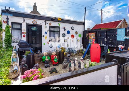 Aberdeen, United Kingdom – August 17, 2014: A picturesque house in Footdee village, a small and old fishing village located near the port Stock Photo