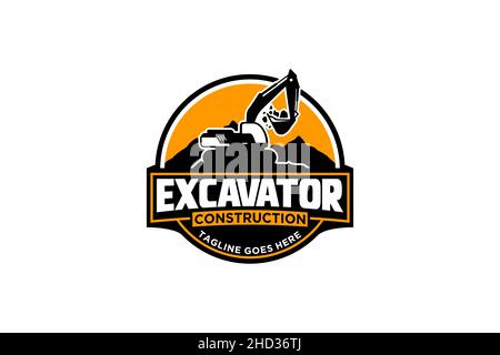 Excavator logo template vector. Heavy equipment logo vector for construction company. Creative excavator illustration for logo. Stock Vector
