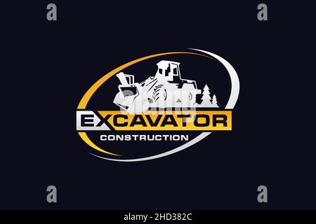 Bulldozer logo template vector. Heavy equipment logo vector for construction company. Creative excavator illustration for logo. Stock Vector