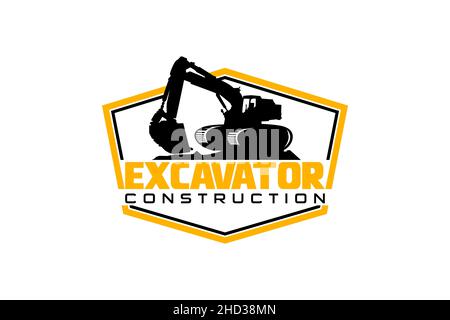 Excavator logo template vector. Heavy equipment logo vector for construction company. Creative excavator illustration for logo. Stock Vector