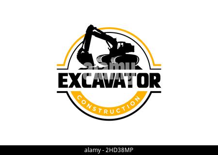 Excavator logo template vector. Heavy equipment logo vector for construction company. Creative excavator illustration for logo. Stock Vector