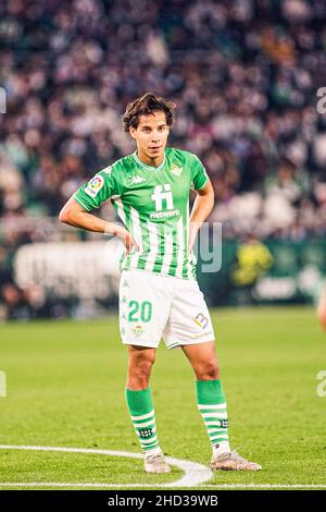 Diego Lainez of Real Betis during the UEFA Europa League match between Real  Betis and Ferencvaros TC played at Benito Villamarin Stadium on November  25, 2021 in Sevilla, Spain. (Photo by Antonio