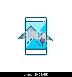 Augmented reality for route planning. Pixel perfect, editable stroke color icon Stock Vector