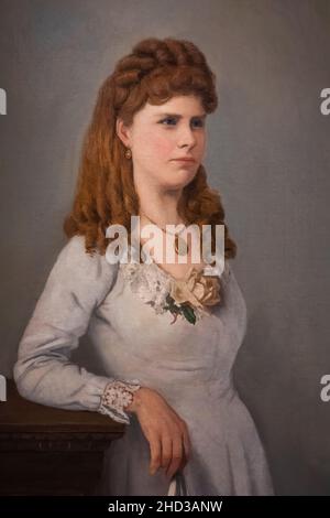 England, Dorset, Dorchester, Dorset Museum, Portrait of Thomas Hardy's First Wife by Unknown Artist dated 1869 Stock Photo