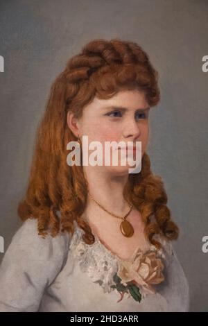 England, Dorset, Dorchester, Dorset Museum, Portrait of Thomas Hardy's First Wife by Unknown Artist dated 1869 Stock Photo