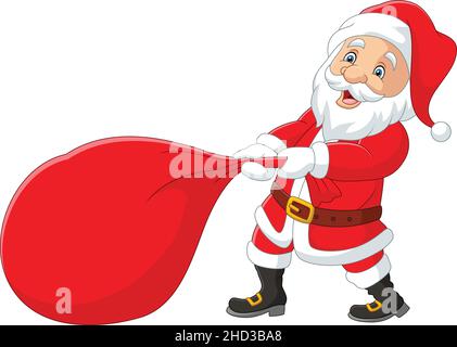 Cartoon santa claus with huge red bag Stock Vector