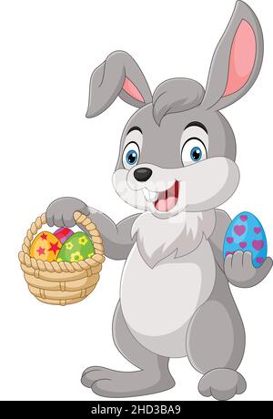 Cartoon rabbit holding an Easter basket Stock Vector