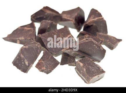 Broken chocolate isolated on white Stock Photo