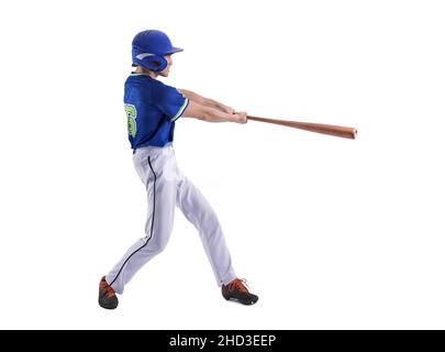 Baseball player in action and isolated on white Stock Photo