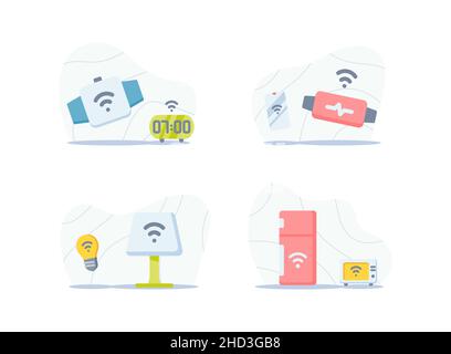 iot internet of things technology simple icon set concept with 4 ...