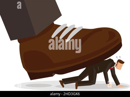 Business illustration concept of a boss trampling on a employee. Flat ...