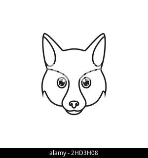 face cartoon line little fox logo design vector graphic symbol icon sign illustration creative idea Stock Vector