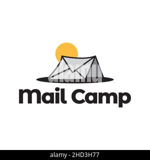 mail with tent camp logo design vector graphic symbol icon sign illustration creative idea Stock Vector