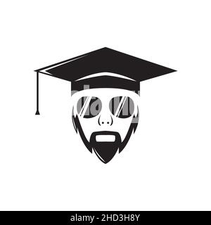 man face with beard and cap gown logo design vector graphic symbol icon sign illustration creative idea Stock Vector