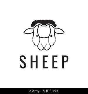 face minimal sheep cartoon logo design vector graphic symbol icon sign illustration creative idea Stock Vector