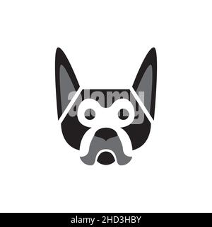 face cute dog with mustache logo design vector graphic symbol icon sign illustration creative idea Stock Vector