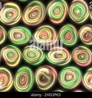 Large squiggly wiggly swirly whirly spiral circles that look hand drawn in a Christmas coloured red and green seamless tile. Stock Photo