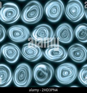 Large squiggly wiggly swirly whirly spiral circles that look hand drawn in a turquoise, aqua, cyan seamless tile. Stock Photo
