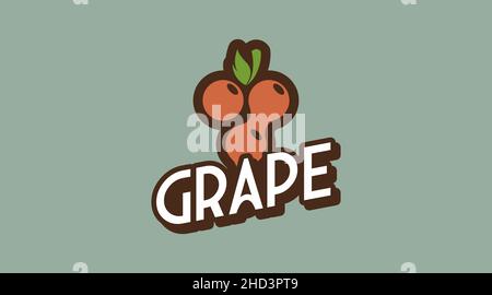 Vintage Fruit Logo Template for Grape Logo Vector. Retro Style Fruit Logo Stock Vector