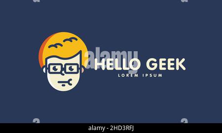 Creative and Unique Geek Logo Concept. Geek People Logo Template Stock Vector