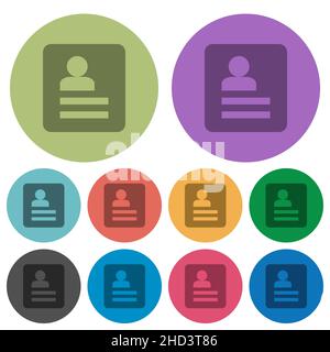 User profile solid darker flat icons on color round background Stock Vector