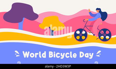 World bicycle day background illustration vector. Stock Vector