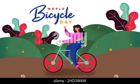 World bicycle day background illustration vector. Stock Vector