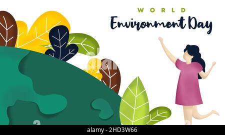 World Environment Day Background Illustration Vector. World Environment Day Web Banner and Online Flyer. Stock Vector