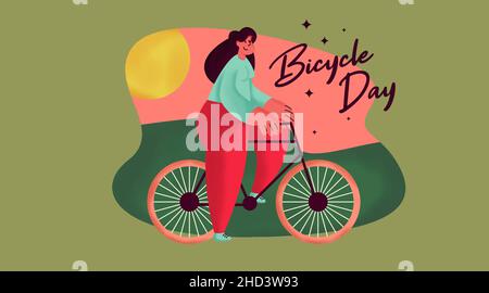 World bicycle day background illustration vector. Stock Vector