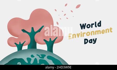 World Environment Day Background Illustration Vector. World Environment Day Web Banner and Online Flyer. Stock Vector