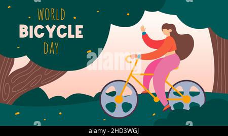 World bicycle day background illustration vector. Stock Vector