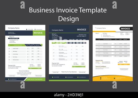 Business invoice template vector design in minimal style Stock Vector