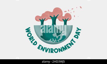 World Environment Day Background Illustration Vector. World Environment Day Web Banner and Online Flyer. Stock Vector