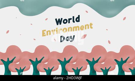 World Environment Day Background Illustration Vector. World Environment Day Web Banner and Online Flyer. Stock Vector