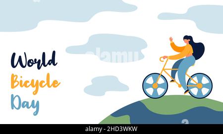 World bicycle day background illustration vector. Stock Vector