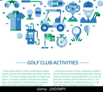 Golf Club Web Banner Template in Flat Stock Vector