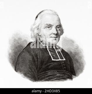 Abbot Charles-Michel de l'Épée (1712-1789) Philanthropic educator known as the Father of the Deaf. France. Europe. Old 19th century engraved illustration from Portraits et histoire des hommes utile by Societe Montyon et Franklin 1837 Stock Photo