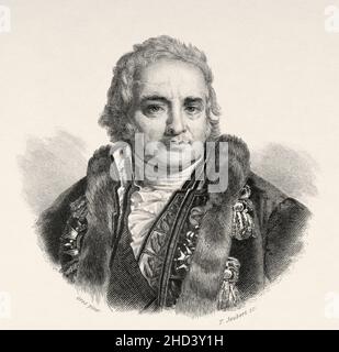 Jean-Antoine Chaptal (1756-1832) comte de Chanteloup, French chemist, physician, agronomist, industrialist, statesman, educator and philanthropist. France. Europe. Old 19th century engraved illustration from Portraits et histoire des hommes utile by Societe Montyon et Franklin 1837 Stock Photo