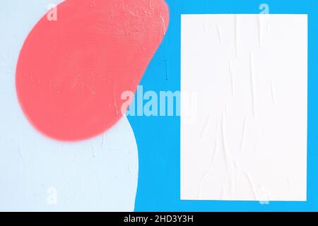 colorful urban wall texture with wrinkled glued poster template Stock Photo