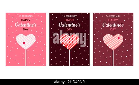 Happy Valentine's Day set of card. Vector illustration for poster, card, banner on valentine day. Stock Vector