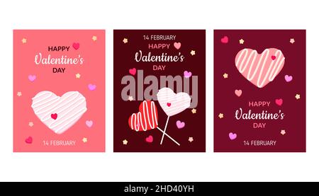 Happy Valentine's Day set of card. Vector illustration for poster, card, banner on valentine day. Stock Vector