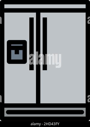 Wide Refrigerator Icon. Editable Bold Outline With Color Fill Design. Vector Illustration. Stock Vector