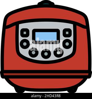 Kitchen Multicooker Machine Icon. Editable Bold Outline With Color Fill Design. Vector Illustration. Stock Vector